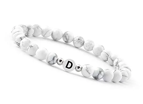 GD GOOD.designs Pärchen Armband mit Buchstaben D | Partnerarmband aus Howlith Perlen (Buchstabe D)