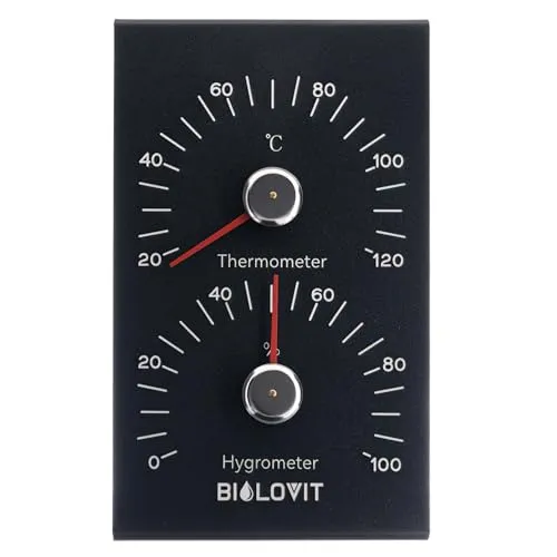 Bilovit Schwarzes Sauna Thermometer mit Hygrometer – Präziser Temperatur- und Feuchtigkeitsmesser