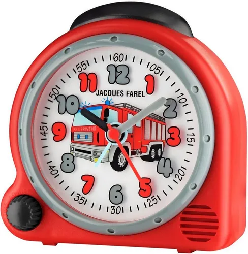 Jacques Farel Kinderwecker AVC 02FIRE rot - Wecker für Kinder im fröhlichen Rot, mit analoger Anzeige und einem Durchmesser von 12 cm – ideal für ein spielerisches Aufwachen.