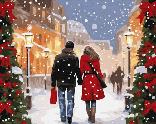 IDEYKA Malen nach Zahlen - Weihnachtliche Atmosphäre ©art_selena_uaMalen nach Zahlen für Erwachsene, einfaches Acryl-Malen nach Zahlen für Erwachsene, mit rahmen,DIY als Geschenk, 40х50 cm