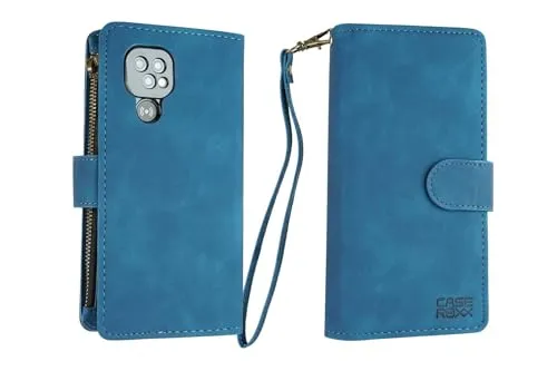 caseroxx Bookstyle Handytasche für Doro 8100/8110 / 8200/8210 / 8220 in blau – Klapphülle mit Kreditkartenfächern, Magnetverschluss, Standfunktion & Rundumschutz für Display und Gehäuse