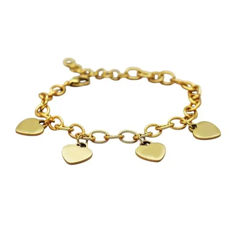 Karma NH10477117 Damen Armband Herz Edelstahl Gold Bettelarmband Damenarmband elegantes Schmuckstück mit Karabinerverschluss zeitloses Design Edelstahlarmband (Gold)