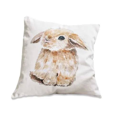 Loberon Kissenhülle Florentina, hochwertiger Aquarelldruck, Hasenmotiv, Kissenbezug, Ostern, Ostertextilien, Osterdeko, Wohn-Accessoire, Baumwolle, weiß