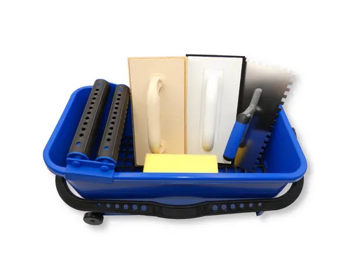 DEWEPRO® Fliesenwaschset - 8-teiliges Set für Fliesenleger - Reinigungsset mit 8 hochwertigen Werkzeugen und einer robusten 20L Waschbox, ideal für professionelle Fliesenleger und müheloses Arbeiten.