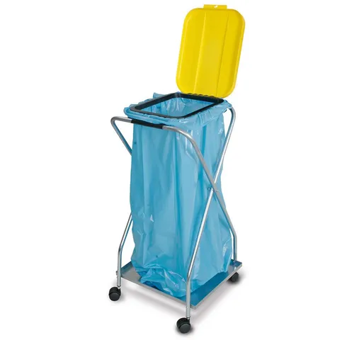 BRB-Lagertechnik Müllsackständer mit Rollen - Praktischer Müllsackständer für 70-120 Liter Säcke, bruchfest und mobil dank 4 Doppellenkrollen – ideal für gewerbliche Abfallsammlung in Hotels, Einkaufszentren und Kantinen.
