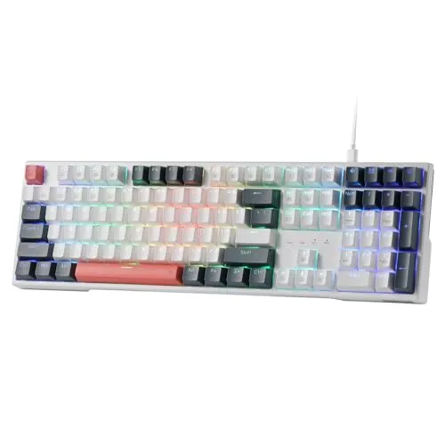 Redragon K668 RGB-Gaming-Tastatur mit 104 Tasten und 4 Hotkeys - Kabelgebundene mechanische Tastatur mit Hot-Swap-fähigen Schaltern für individuelles Tastenfeedback. RGB-Hintergrundbeleuchtung mit 19 Modi sorgt für ein einzigartiges Spielerlebnis. Ergonomisches Design für komfortables Tippen.