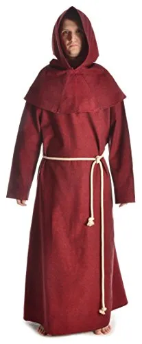 HEMAD Herren Mittelalter Kutte Halzebier (Set) - Mittelalterliche Mönchsgewandung aus robuster Baumwolle, bestehend aus Tunika, Kapuze & Strick. Ideal für Mittelalter-Veranstaltungen, LARP und Karneval. Erhältlich in mehreren Farben.