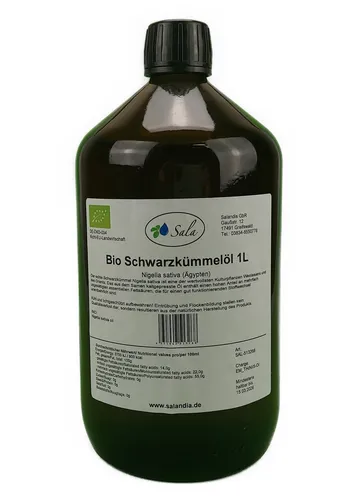 Sala Schwarzkümmelöl kaltgepresst BIO 1000 ml (1 L Glasflasche)