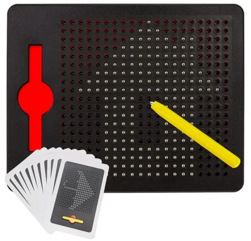 KRUZZEL Lernspielzeug Brett Magnetkugeln Schablonen (Spar-Set, 1-St.) - Kreatives Lernspielzeug mit 380 Magnetkugeln und 20 Vorlagenkarten. Fördert Feinmotorik und Konzentration in einem sicheren Design – ideal für Kinder und eine nachhaltige Alternative zu Papier.