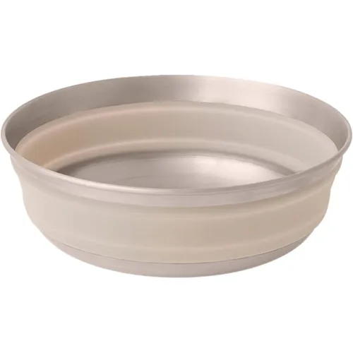 Detour Stainless Steel Collapsible Bowl Medium - Falt-Schüssel grau - Outdoor Geschirr: Robuste, faltbare Schüssel aus Edelstahl mit BPA-freien Silikonwänden, platzsparend und rutschfest, ideal für Camping und Wandern.