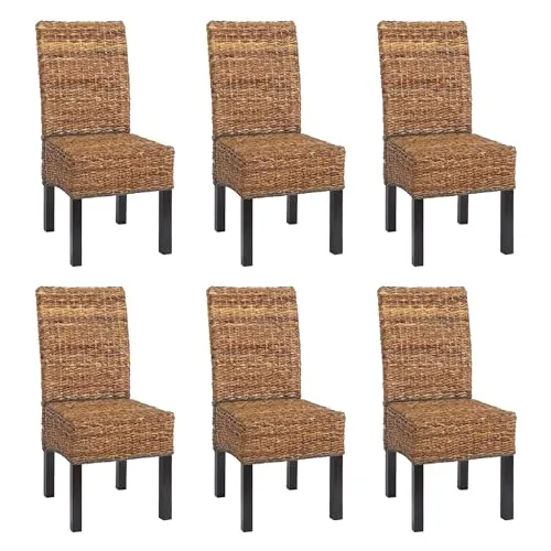CHEFGASTRO 6er-Set Esszimmerstuhl Korbstuhl Stuhl Malibu Bananengeflecht HxBxT 96x46x41cm Sitzhöhe 46cm dunkel ohne Kissen