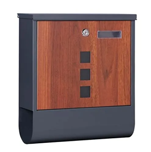 Wetterfester Wandbriefkasten mit Zeitungsrolle - Moderner Briefkasten aus Stahl mit abschließbarem Fach und integriertem Zeitungsfach. Ideal für den sicheren Empfang Ihrer Post, inklusive 2 Schlüsseln.