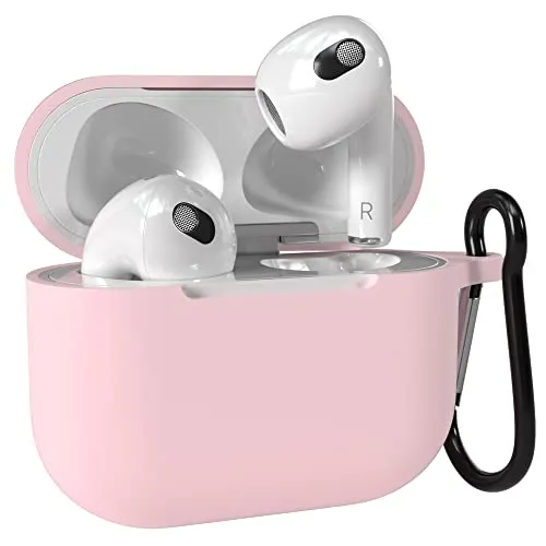 EAZY CASE - Schutzhülle für AirPods 3 Hülle Rosa Silikon Case Stoßfest mit Karabiner geeignet als Schlüsselanhänger Antikratz Etui rutschfeste Silikonhülle für Airpod 3. Generation in Hell Pink