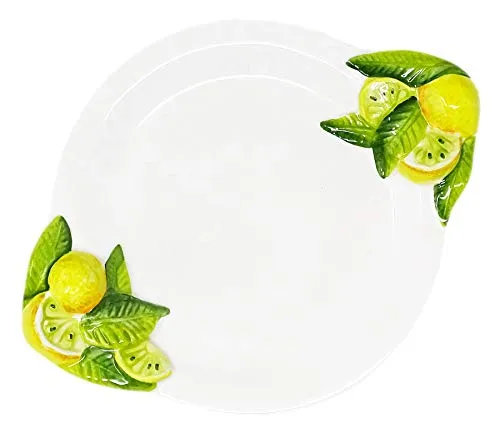 Lashuma Handgemachter Frühstücksteller im Zitronendesign - Speiseteller aus italienischer Keramik, handgefertigt und ideal für mediterrane Küche. Perfekt für Pasta, Obst und Salate mit charmantem Zitronenrelief.