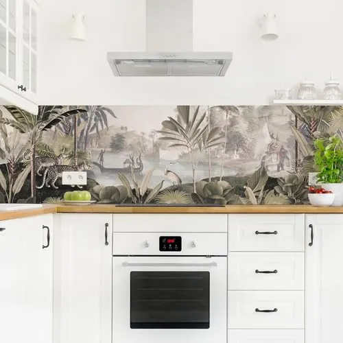 Küchenrückwand selbstklebend Wald ohne Bohren fugenlos - Made in Germany - Dschungel Tropisch matt Paneel grün Küche Herd Spritzschutz 2352 (175x50cm)