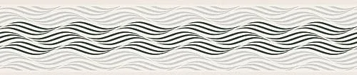 A.S. Création Moderne Bordüre Wellen Schwarz Weiß Silber Metallic Selbstklebend 384126 5,00 m x 0,13 m Made in Germany