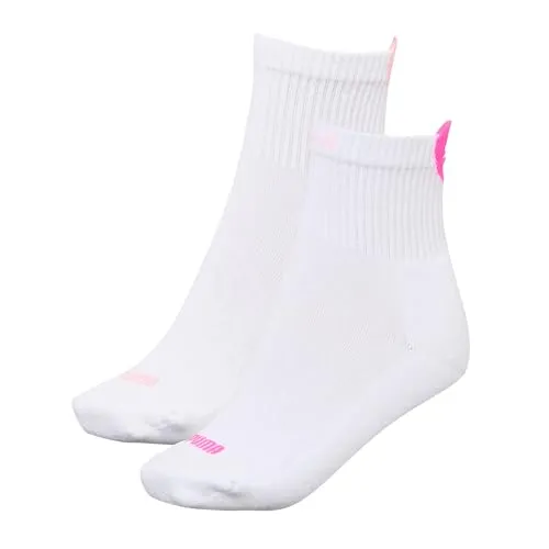 PUMA Damen Heart Logo Recycled Cotton Sock, White/Pink, 39-42 EU