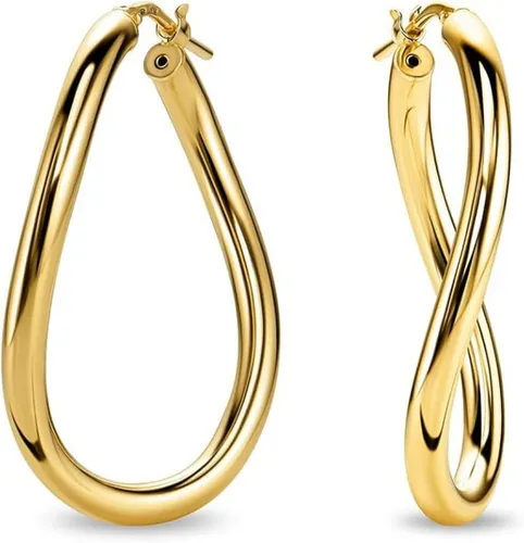 Miore Paar Creolen MAR010SE - 925 Sterling Silber 18Kt vergoldet 30mm Durchmesser, Damenohrringe in Italien handgefertigt