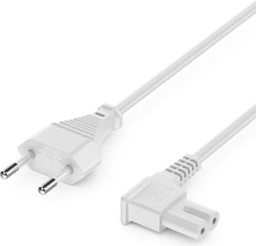 deleyCON 7,5m Netzkabel Stromkabel Strom Kabel Stecker Typ C Eurostecker auf C7 Buchse 90° Gewinkelt Euro-Netzkabel Kleingerätekabel Euro 8 TV Blu-Ray Haushaltsgeräte Netzteile - Weiß