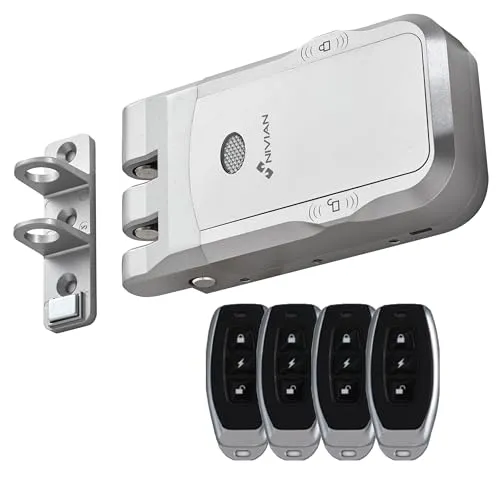 NIVIAN Unsichtbares elektronisches Türschloss mit Fernbedienung – Kabelloses, batteriebetriebenes Sicherheitsschloss mit Doppelmotor, Vandalenschutz & Innen-Touch-Öffnung – Keine App nötig
