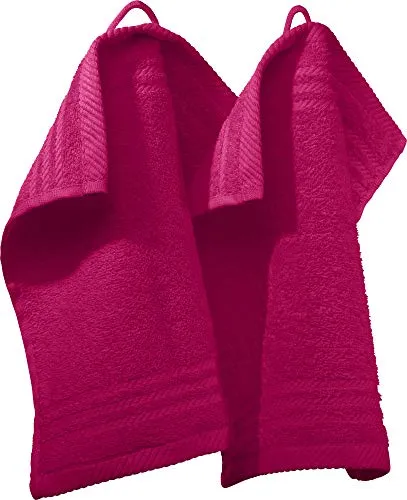 REDBEST Seiftuch New York 2er- Pack Fuchsia Größe 30x30 cm - leichte, weiche Qualität, saugstark, sehr strapazierfähig, 100% Baumwolle