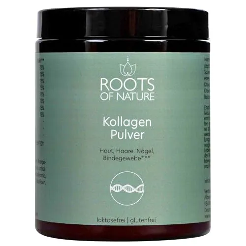 ROOTS OF NATURE Kollagen Pulver 120g – Haut, Haare & Nägel stärken - Kollagen-Präparate mit hochdosierten Peptiden, Vitamin C, Biotin & Zink für straffe Haut und starke Nägel – perfekt für deine tägliche Schönheitsroutine.