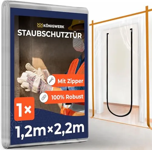 Königwerk 1x Staubschutztür mit Reißverschluss 1,1x2,2m [Extra Stark]