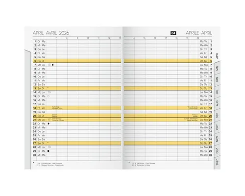 rido ide Taschenkalender Ersatzkalendarium uni-planer 10,4x15,3cm 1 Monat/2 Seiten 2026
