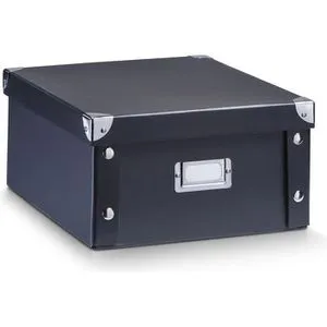 Zeller Aufbewahrungsbox 17918, 11Liter, mit Deckel, Pappe, schwarz, A4, 26 x 31 x 14cm
