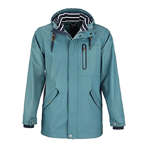 Dry Fashion Herren PU-Parka Lübeck - Regenjacke Herren Wasserdicht Winddicht Reißverschluss Outdoor Jacke Männer in Petrol Größe 5XL