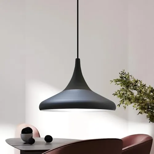 bamyum Hängelampe Paladin Schwarz Metall Ø35cm - Industrial Vintage Pendelleuchte - Moderne Hängelampe aus robustem Metall mit verstellbarem Kabel für individuelle Höhenanpassung. Ideal für Küche, Esszimmer oder Flur, bringt industriellen Charme in Ihr Zuhause.