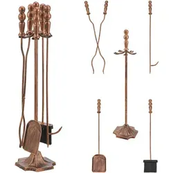 Dovre 5-teiliges Kaminbesteck Set in Bronze von en.casa