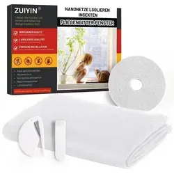 Fliegengitter für Fenster 2 Stück 130 x 150 cm – Zuschneidbar, ohne Bohren, Insektenschutz mit Klettband