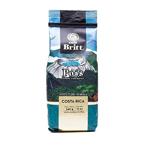Cafe Britt Poas Volcanic Earth Ground Coffee, 12 Ounce Bag