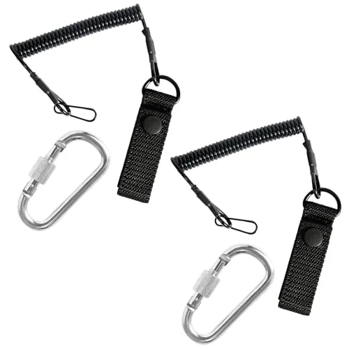 KUHAWL Tactical Lanyard, 2 Elastische Spiralkabel Karabiner Elastisches Schlüsselband Spiral SchlüSselanhänger, Paracord Tactical Lanyard SchlüSselanhänger Sicherungsseil mit 2 Karabiner