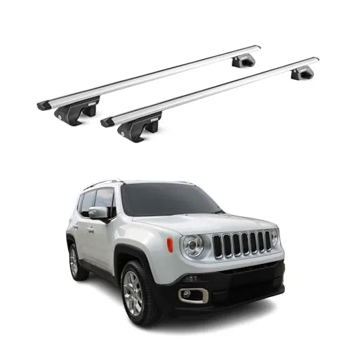 Alu Dachträger für Jeep Renegade BU 2014-2024 - Gepäckträger aus hochwertigem Aluminium, aerodynamisch gestaltet für einfache Installation und maximalen Komfort. Ideal für Fahrrad-, Ski- und Dachkofferträger.