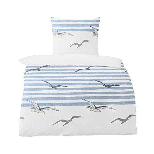 Traumschlaf Bettwäsche Seersucker 135x200 cm in blau von Traumschlaf