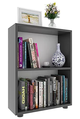 VCM Holzregal Bulas - Platzsparendes Bücherregal - Elegantes Bücherregal mit 2 Fächern, ideal für Ordner und Bücher. Maße: H. 72 x B. 55 x T. 20 cm. Kombinierbar mit weiteren Möbeln der VCM Bulas Serie.