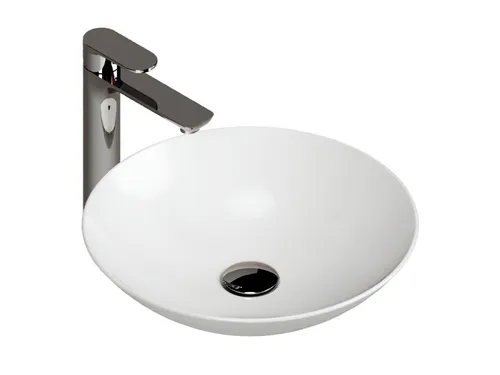 Aqua Bagno Aufsatzwaschbecken Keramik, rund, 40 cm, weiß - Modernes freistehendes Aufsatzwaschbecken aus hochwertiger Keramik, ohne Überlauf und Hahnloch, ideal für individuelle Badgestaltungen.