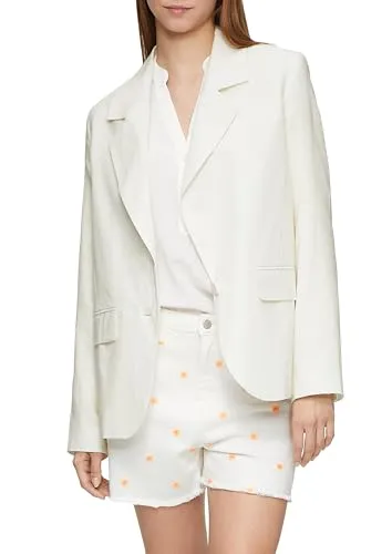 s.Oliver Damen Blazer 2143849 aus Leinenmix, Creme, Größe 38 - Blazer für Damen aus hochwertigem Leinenmix, leicht und ideal für sommerliche Looks.