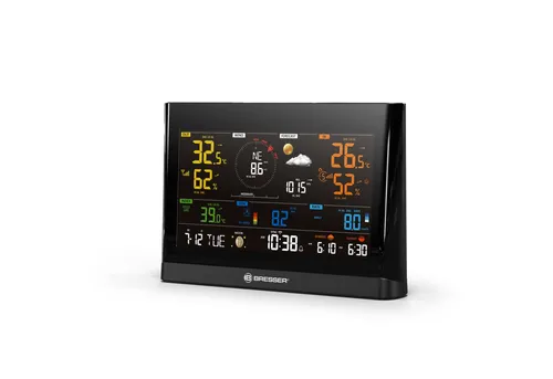 Bresser zusätzliche Basisstation 7003300 - WLAN Comfort Wettercenter mit Farbdisplay, präzise Wetterdaten und integrierter Weckfunktion