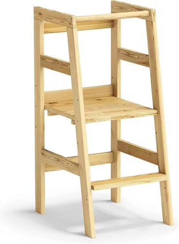 Bellabino Stehhilfe Milo (Lernturm natur geölt), 3-fach höhenverstellbar, aus Kiefer Massivholz