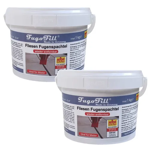 2x Fliesen Fugenmasse Fugenmörtel Grau 1kg - Hochwertiger Fugenmörtel in Grau, ideal für eine gleichmäßige Abdeckung von bis zu 10 m². Perfekt für den professionellen Einsatz in der Fliesenverlegung.