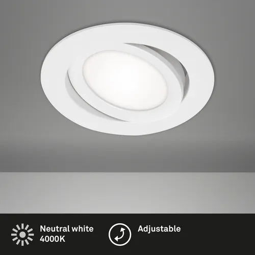 LED Einbauleuchte IP23 6W 600 lm 4000 K schwenkbar weiß Ø 10,6/9 cm 230V