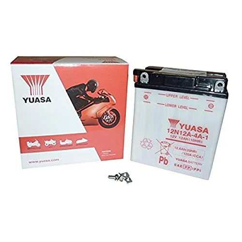YUASA BATTERIE 12N12A-4A-1 - Hochleistungs-Motorradbatterie - Motorradbatterie von YUASA, wartungsfrei und ideal für zuverlässige Starts bei jedem Wetter.