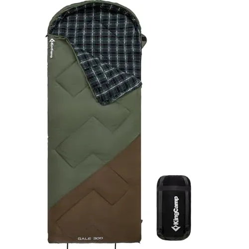 KingCamp Unisex-Adult Schlafsack Winter, 300G Grün/Braun L, 230×90cm