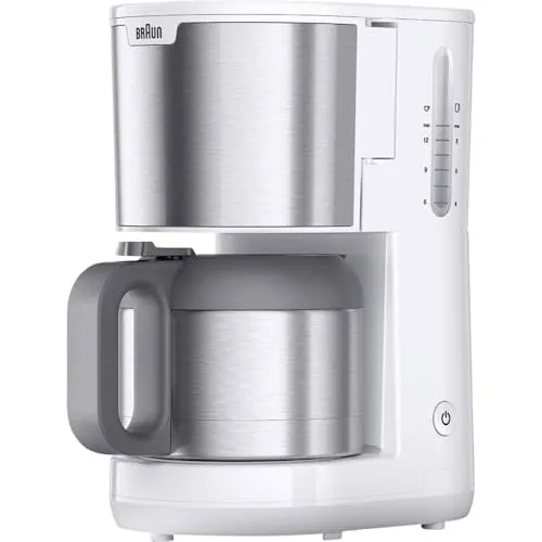 Braun Domestic Home KF 1505 WH - Filterkaffeemaschine - Kaffeemaschine mit 1,2 l Fassungsvermögen und 1.000 Watt, ideal für aromatischen Kaffeegenuss zu Hause.