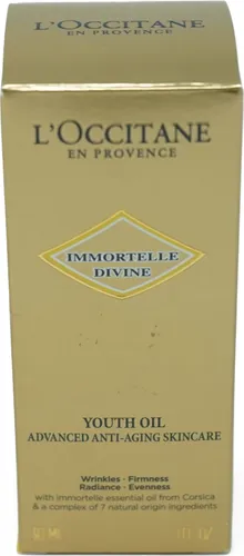 L'Occitane Immortelle Divine Anti Age Complet Youth Oil 30ml - Luxuriöses Gesichtsöl mit hochwertigen Inhaltsstoffen, ideal zur Pflege der Haut und zur Unterstützung eines strahlenden Teints.