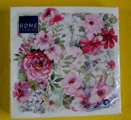 Servietten Blumen Pracht rosarot viele  Blüten 1 Packung OVP Motivservietten 20