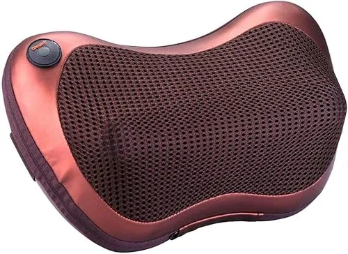 SQUADO Elektrisches Massagekissen für Nacken, Rücken, Beine und Füße, Muskelmassage, lindert Nackenschmerzen, für Auto, Haus, Büro, Rot